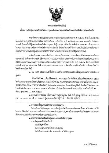 ประกาศจังหวัดบุรีรัมย์ เรื่อง การเลือกผู้แทนองค์กรสาธารณประโยชน์ในคณะกรรมการส่งเสริมการจัดสวัสดิการสังคมจังหวัด