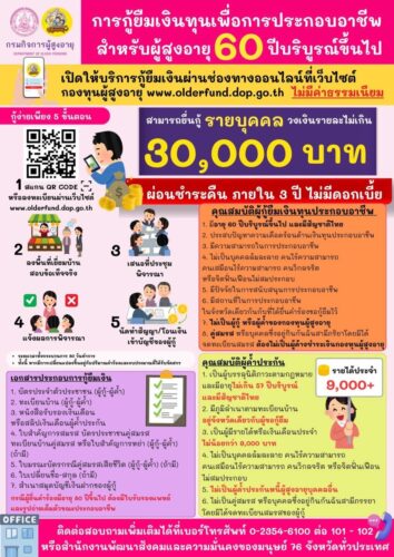 📣กองทุนผู้สูงอายุให้บริการกู้ยืมเงินทุนประกอบกาชีพสำหรับผู้สูงอายุ 60 ปีบริบูรณ์ขึ้นไป
